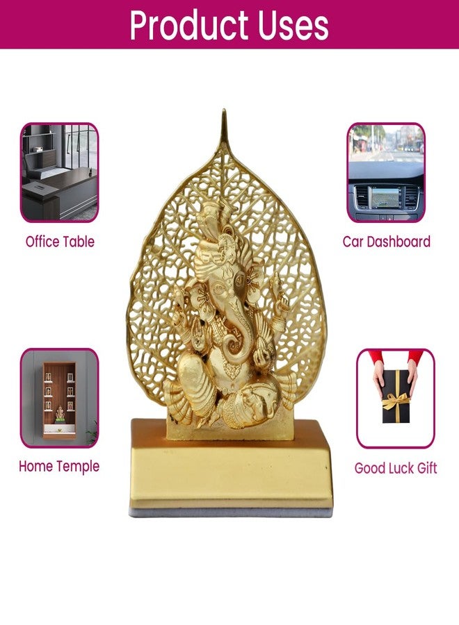 Saugat Traders Metal Ganesha Idol for Car Dashboard Home Decor Golden Ganesh Ji Statue Showpiece Diwali New Year Gift for Corporate Client, Friends, Employees Spiritual Good Luck Gift - Image 4